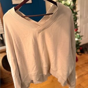 Aerie Cream V-Neck Top yellow/cream